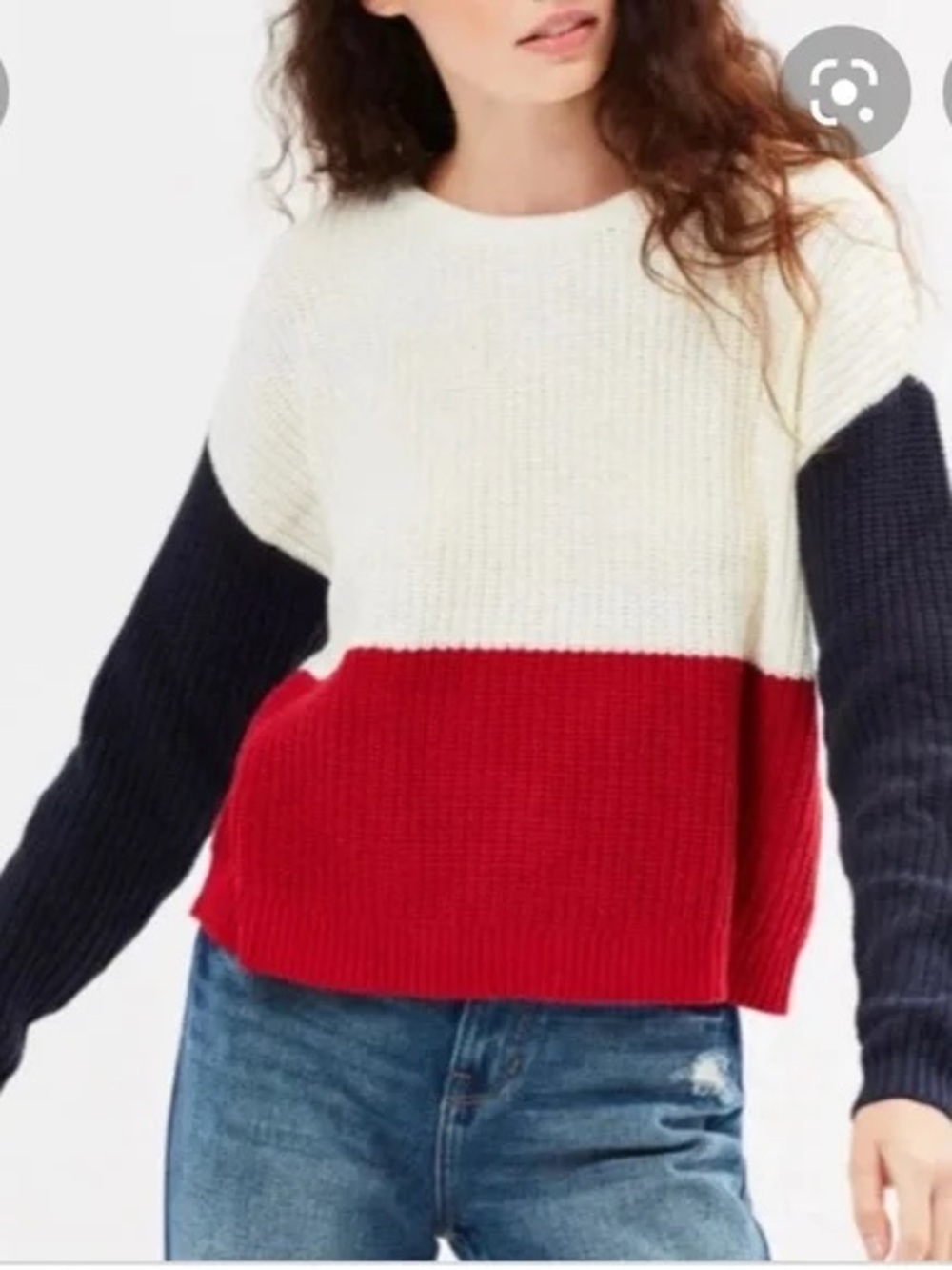 PacSun Colorblock Crewneck Sweater - White, Red & Navy